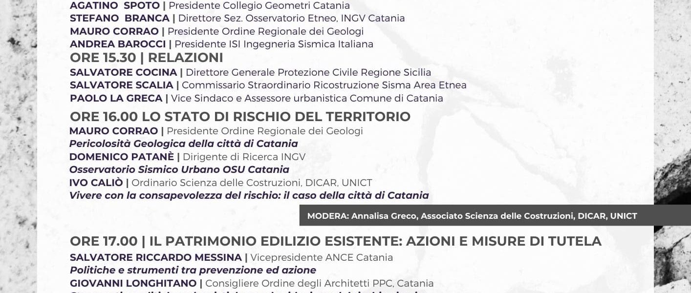 Terremoti in Sicilia, stato del rischio. Convegno a Catania